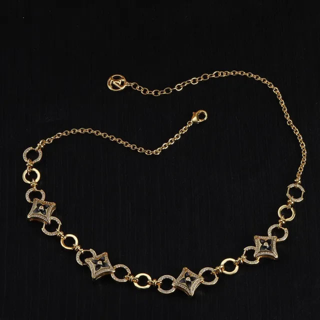 Louis Vuitton Monogram Fleur Or Noir Chaîne à maillons Quatrefoil Floral Motif Collier 7