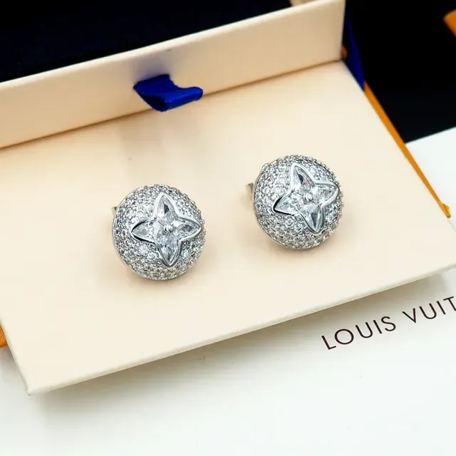 Louis Vuitton Monogram Flower Pavé Crystal Round Stud Earrings 2