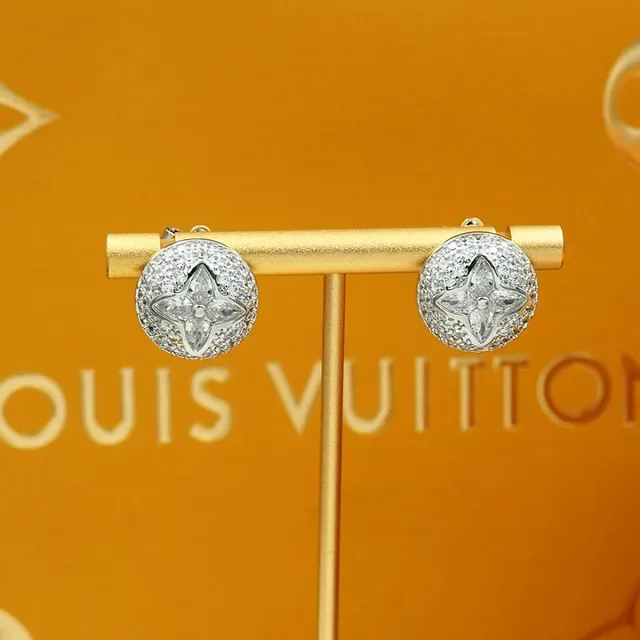 Louis Vuitton Monogram Flower Pavé Crystal Round Stud Earrings 3