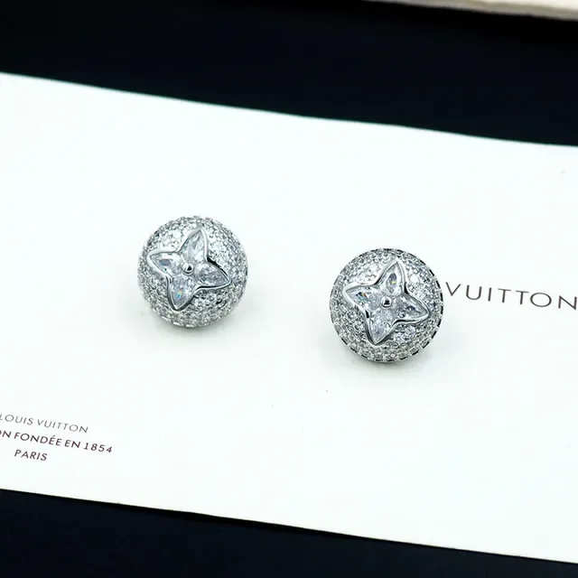 Louis Vuitton Monogram Flower Pavé Crystal Round Stud Earrings 4