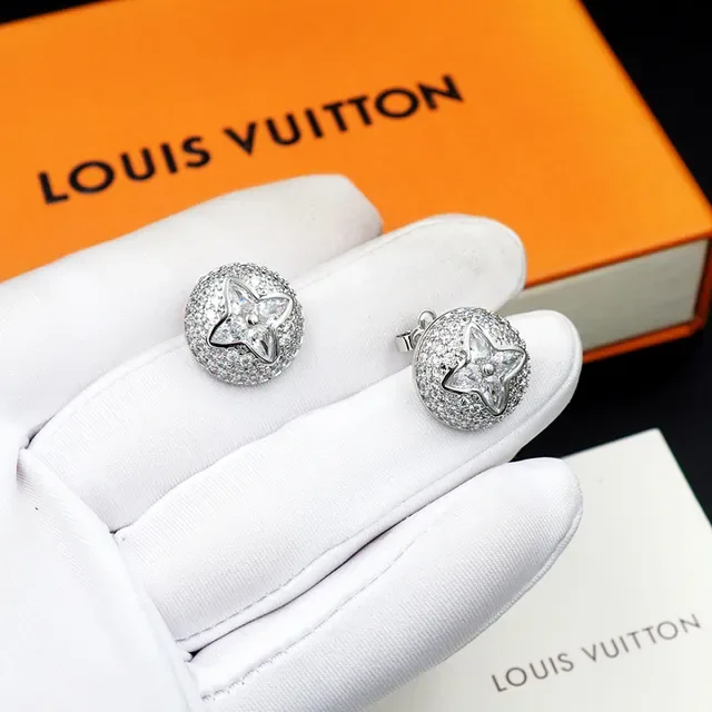 Louis Vuitton Monogram Flower Pavé Crystal Round Stud Earrings 5