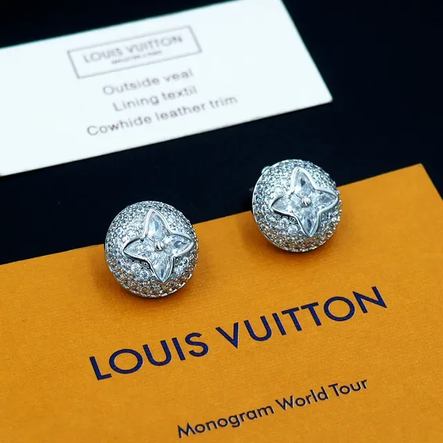 Louis Vuitton Monogram Flower Pavé Crystal Round Stud Earrings 6