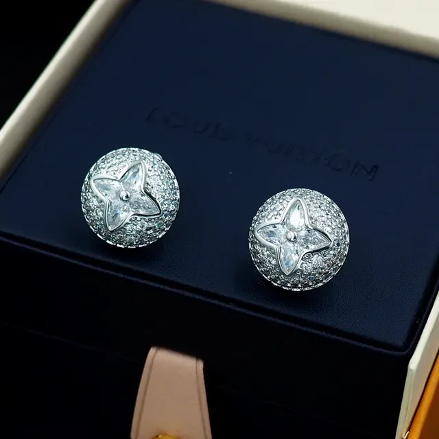 Louis Vuitton Monogram Flower Pavé Crystal Round Stud Earrings 7