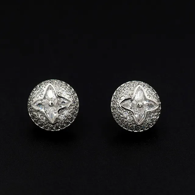 Louis Vuitton Monogram Flower Pavé Crystal Round Stud Earrings 9