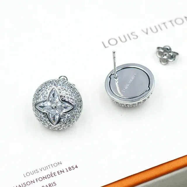 Louis Vuitton Monogram Flower Pavé Crystal Round Stud Earrings 10