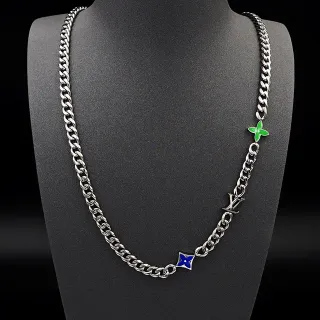 Louis Vuitton Monogram Flower Collier Chaîne Curb Argent