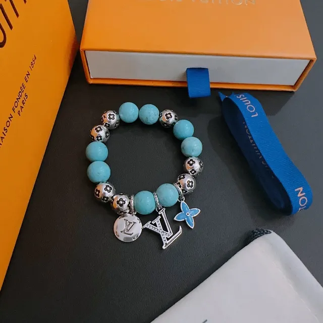 Louis Vuitton Monogram Flower Turquoise Beaded Bracelet 3