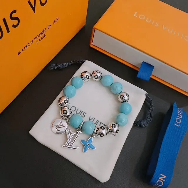 Louis Vuitton Monogram Flower Turquoise Beaded Bracelet 9