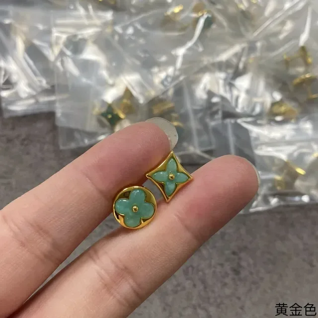 Louis Vuitton Monogram Flower Turquoise Enamel Stud Earrings 4