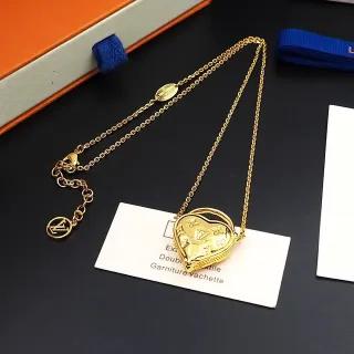Louis Vuitton Monogram Heart Pendant Gold-Tone Necklace