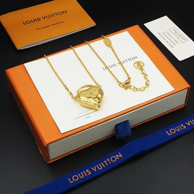 Louis Vuitton Monogram Heart Pendant Gold-Tone Necklace 2