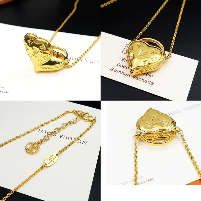 Louis Vuitton Monogram Heart Pendant Gold-Tone Necklace 3