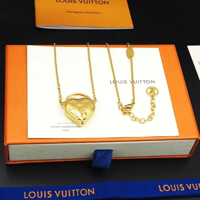 Louis Vuitton Monogram Heart Pendant Gold-Tone Necklace 4