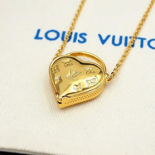 Louis Vuitton Monogram Heart Pendant Gold-Tone Necklace 5