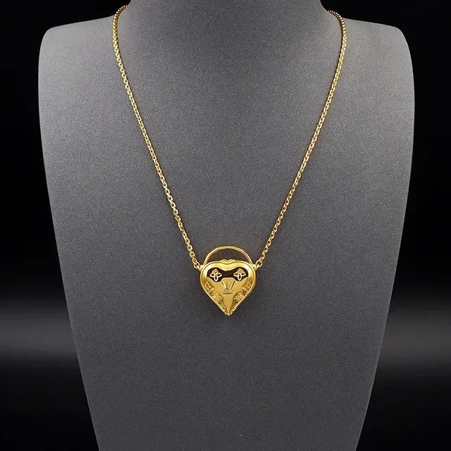 Louis Vuitton Monogram Heart Pendant Gold-Tone Necklace 6