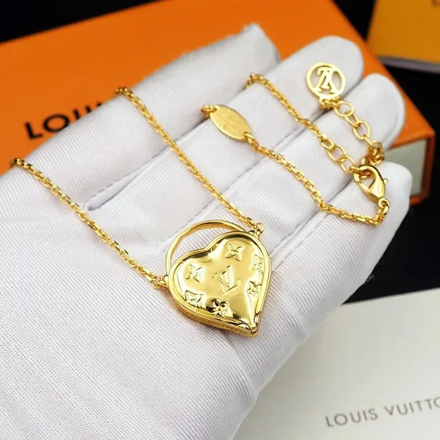 Louis Vuitton Monogram Heart Pendant Gold-Tone Necklace 9