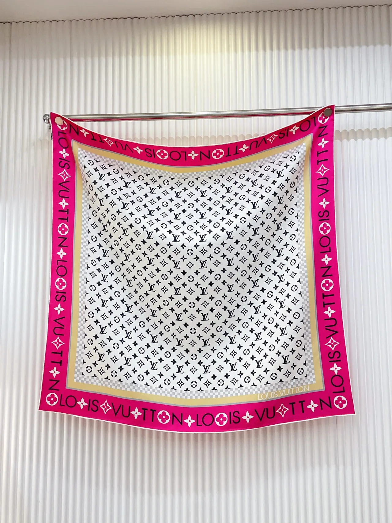 Louis Vuitton Monogram Infinity Pink-Bordered Silk Scarf 4