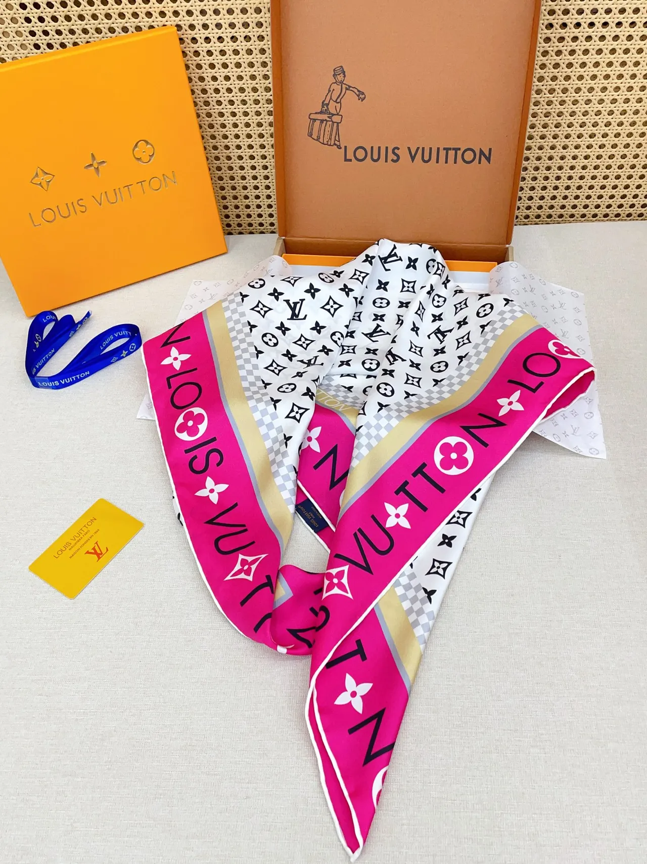 Louis Vuitton Monogram Infinity Pink-Bordered Silk Scarf 5