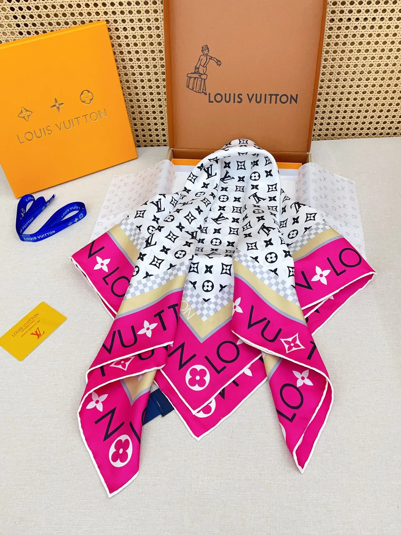 Louis Vuitton Monogram Infinity Pink-Bordered Silk Scarf 6