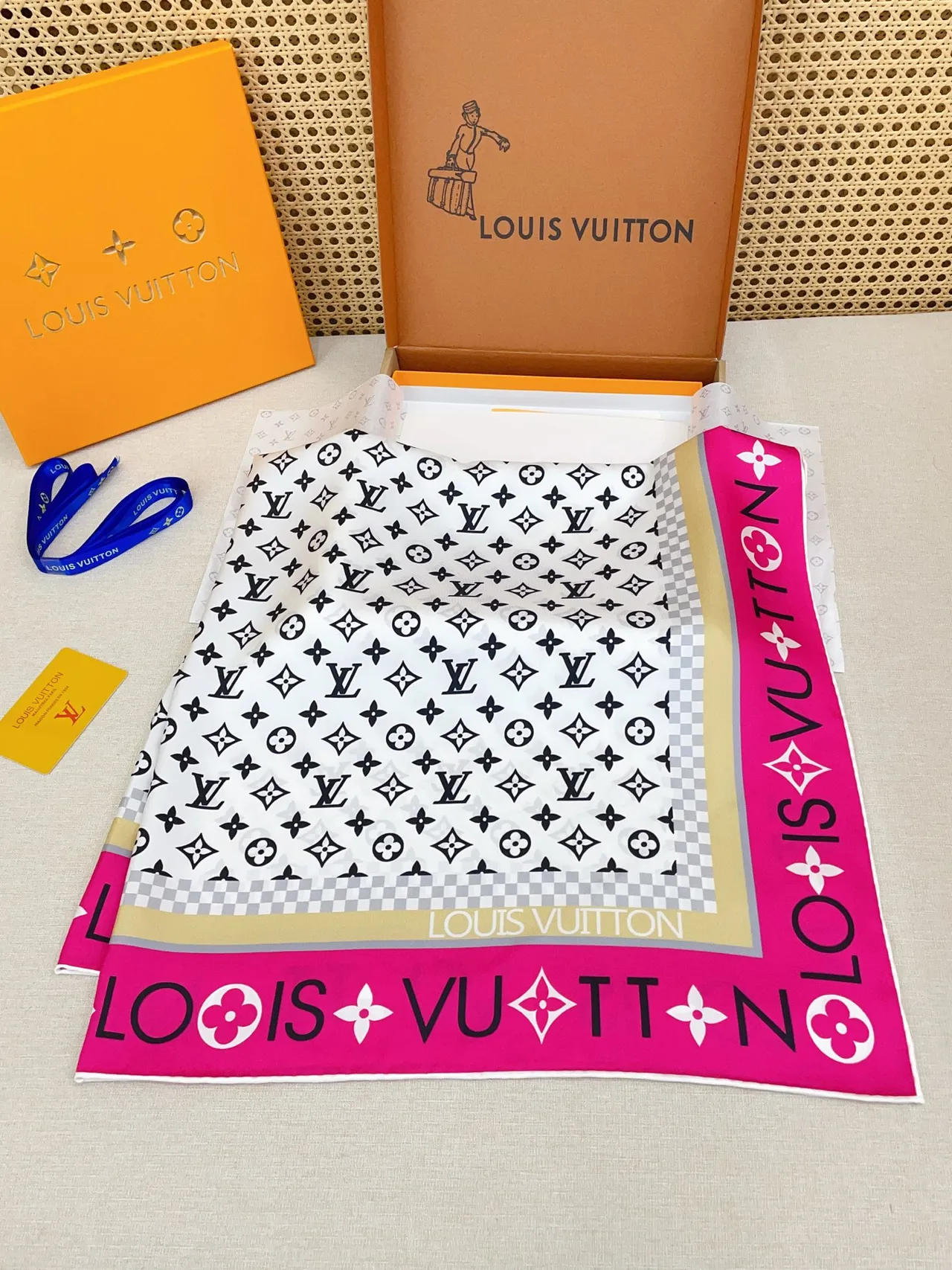 Louis Vuitton Monogram Infinity Pink-Bordered Silk Scarf 8