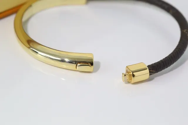 Louis Vuitton Monogram Leather Cord Gold-Tone Bangle Bracelet 8