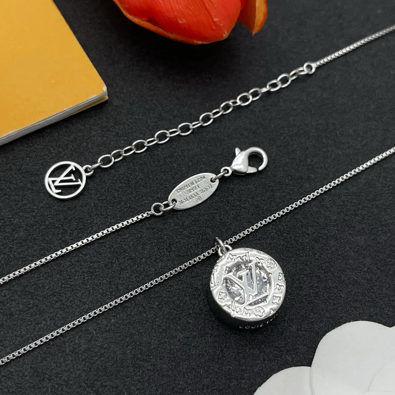 Louis Vuitton Monogram Medallion Silver-Tone Necklace 7
