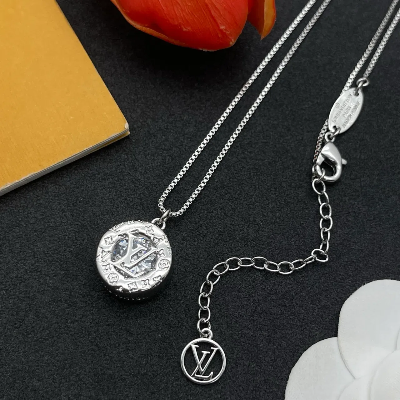 Louis Vuitton Monogram Medallion Silver-Tone Necklace 8