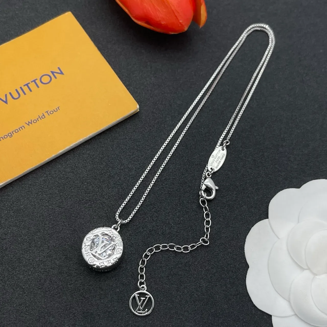 Louis Vuitton Monogram Medallion Silver-Tone Necklace 9