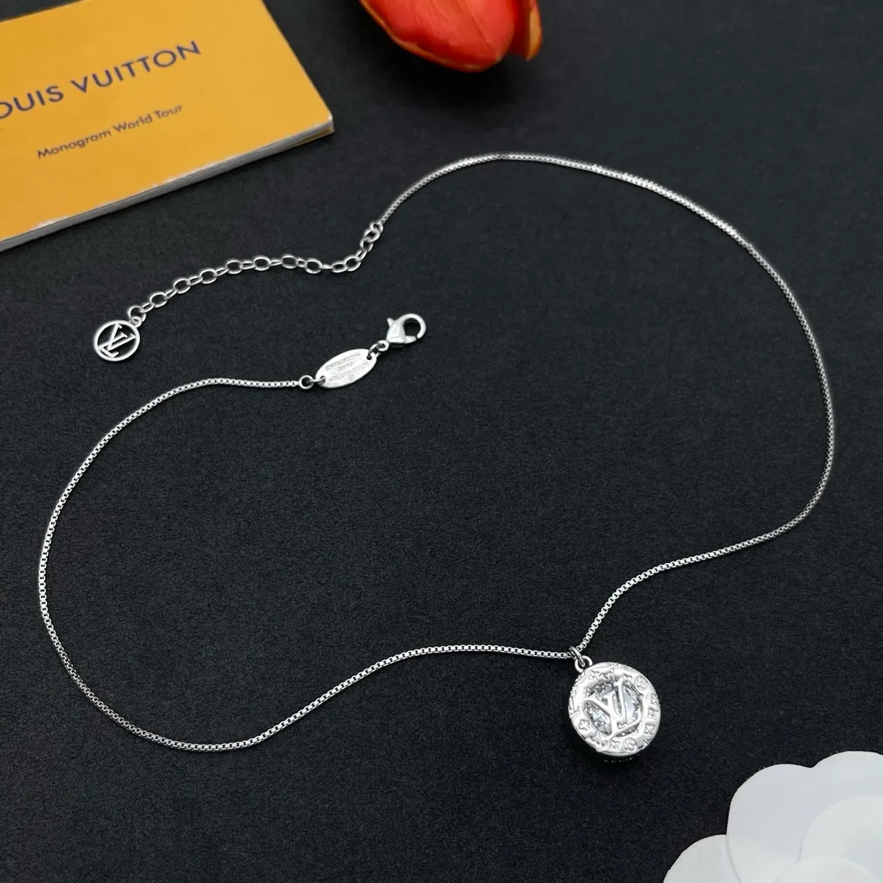 Louis Vuitton Monogram Medallion Silver-Tone Necklace 11