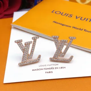 Louis Vuitton Monogram Pavé Crystal Rose Gold-Tone Stud Earrings