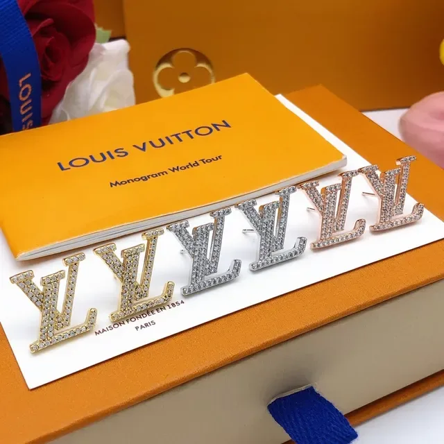 Louis Vuitton Monogram Pavé Crystal Rose Gold-Tone Stud Earrings 2