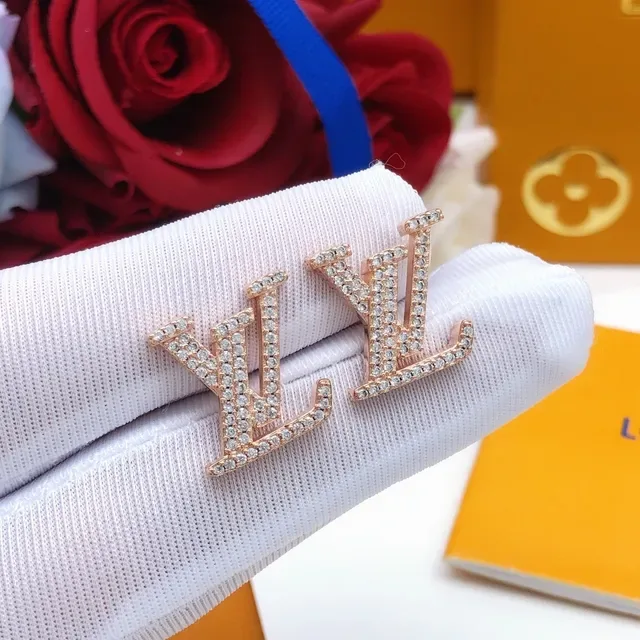 Louis Vuitton Monogram Pavé Crystal Rose Gold-Tone Stud Earrings 6