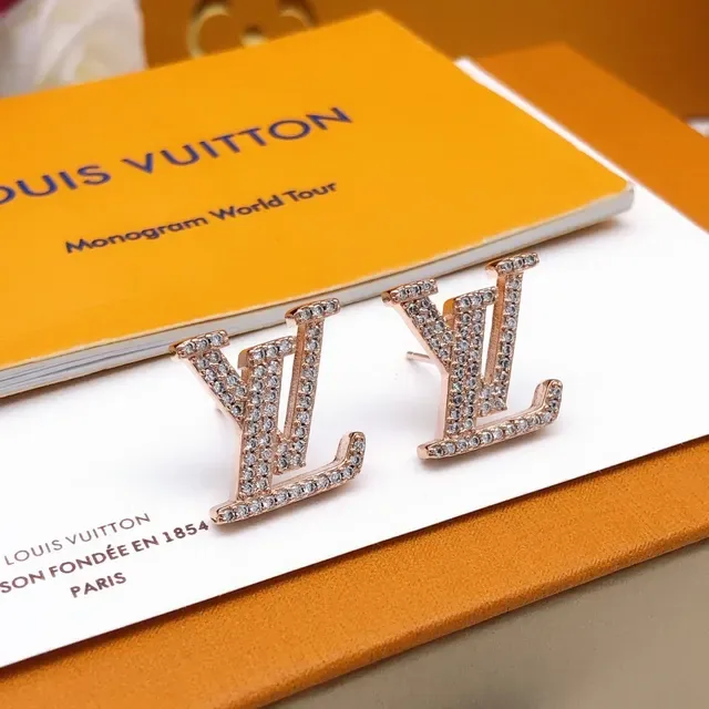 Louis Vuitton Monogram Pavé Crystal Rose Gold-Tone Stud Earrings 7