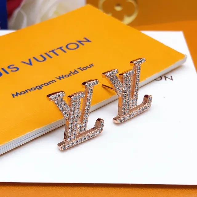 Louis Vuitton Monogram Pavé Crystal Rose Gold-Tone Stud Earrings 8