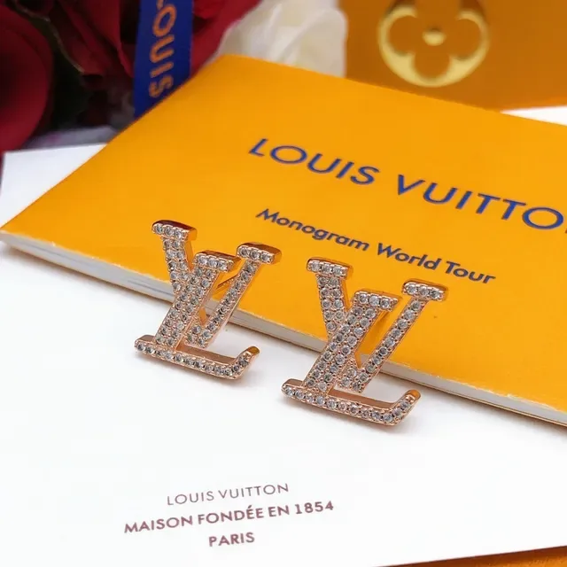 Louis Vuitton Monogram Pavé Crystal Rose Gold-Tone Stud Earrings 9