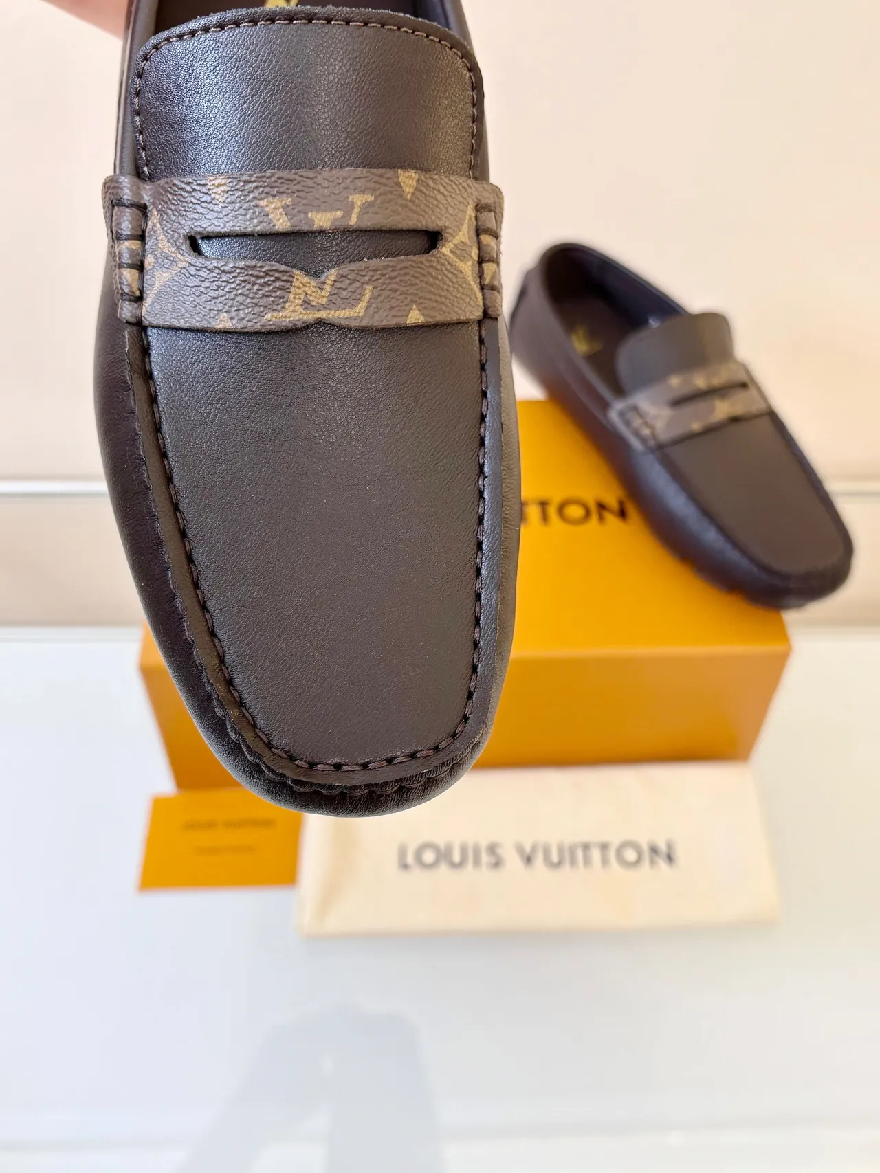 Louis Vuitton Monogram Strap Loafer Brown Leather Loafers 3