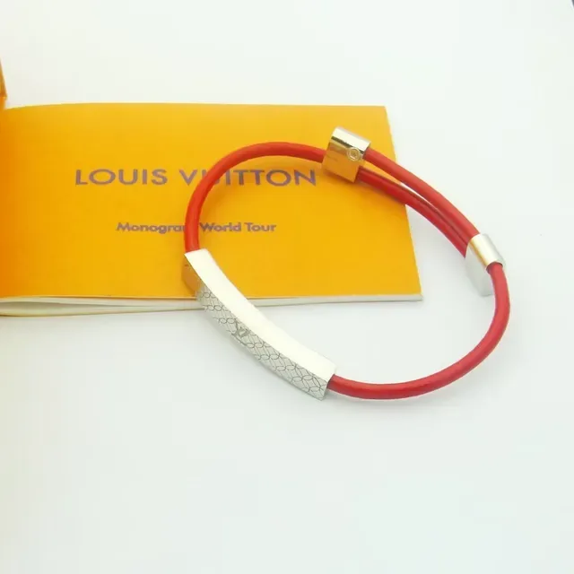 Bracelet Louis Vuitton Monogram World Rouge Navy Violet Caoutchouc et Métal Argenté 3