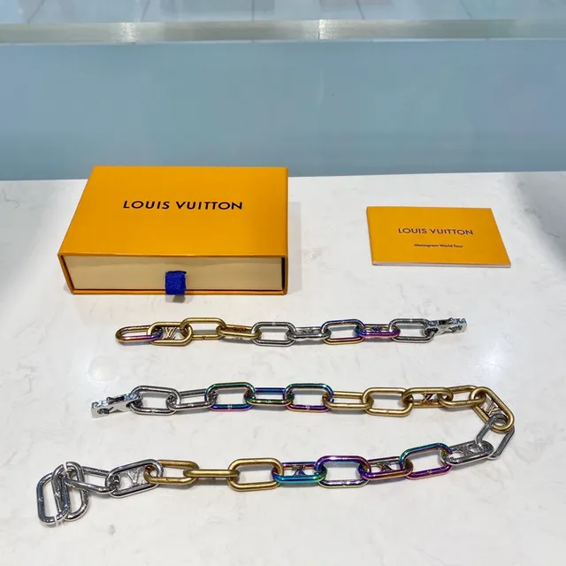 Louis Vuitton Monogram World Tour Multicolor Iridescent Mixed Metal Chain Bracelets 1