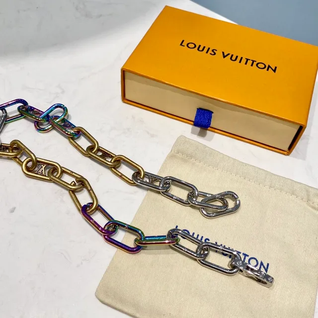 Louis Vuitton Monogram World Tour Multicolor Iridescent Mixed Metal Chain Bracelets 7