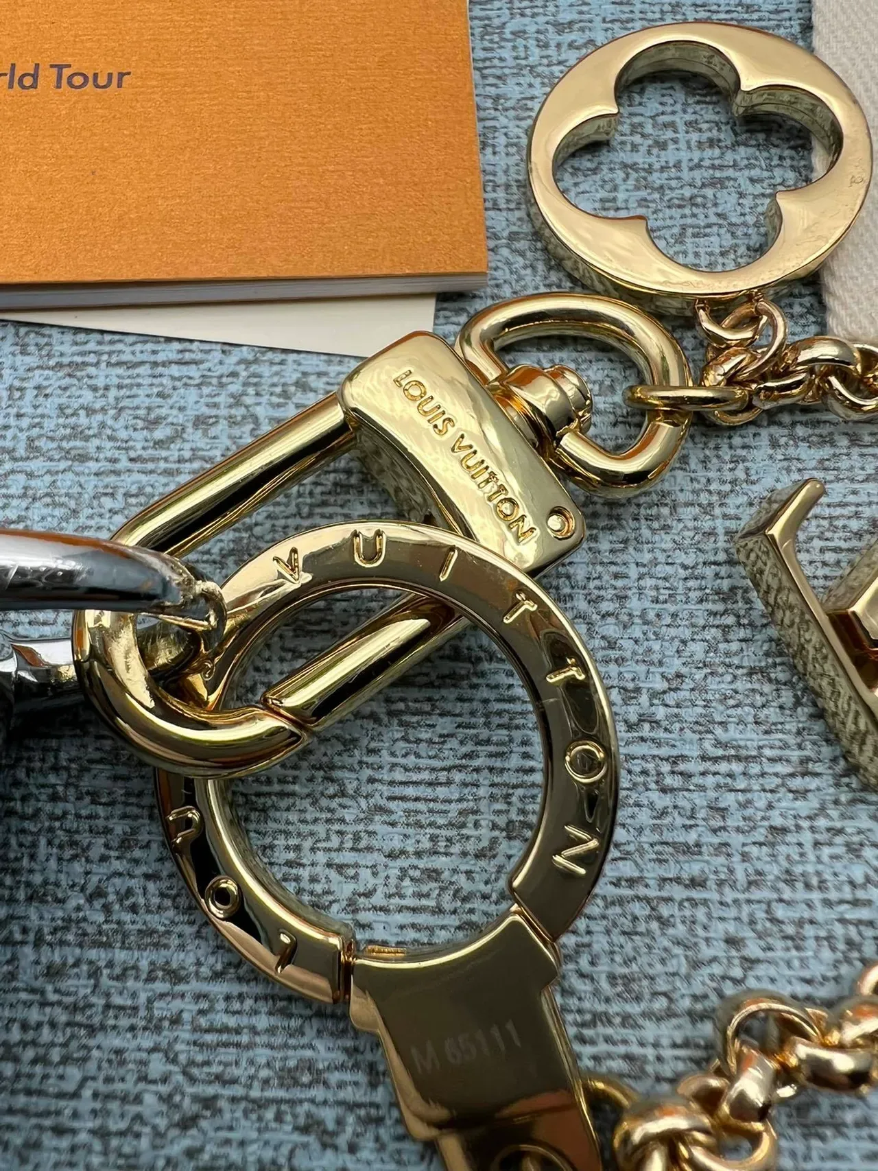 Louis Vuitton Multi Charm Gold-Tone Enamel Keychain Bracelet 5