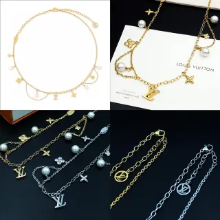 Louis Vuitton Multi-Charms 金色调珍珠项链