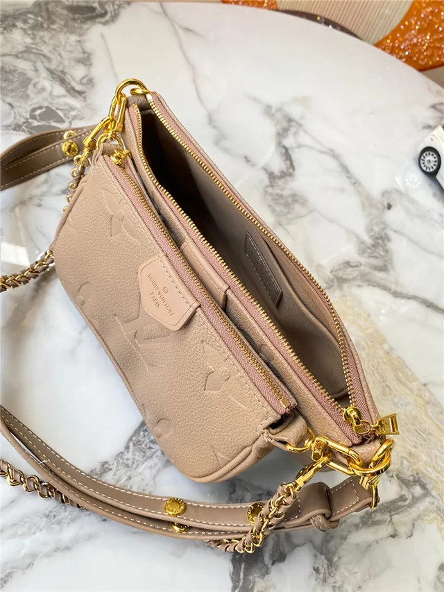 Louis Vuitton Multi Pochette Accessoires Black Gold Embossed Monogram Chain Strap Crossbody Bag 3
