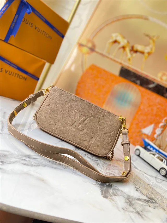 Louis Vuitton Multi Pochette Accessoires Black Gold Embossed Monogram Chain Strap Crossbody Bag 8