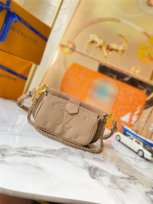 Louis Vuitton Multi Pochette Accessoires Black Gold Embossed Monogram Chain Strap Crossbody Bag 10
