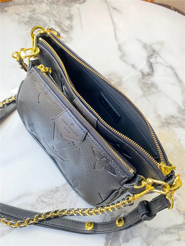 Louis Vuitton Multi Pochette Accessoires Black Gold Embossed Monogram Chain Strap Crossbody Bag 12