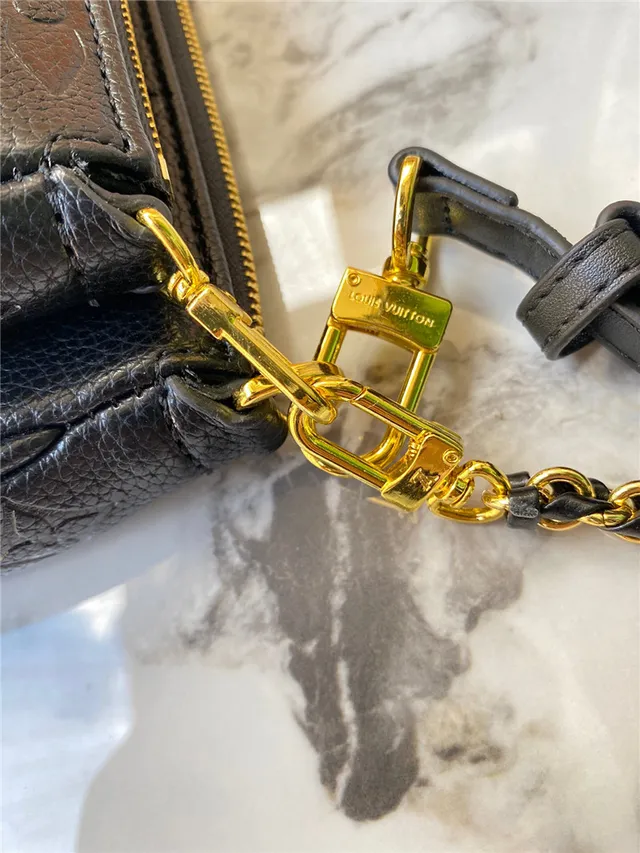 Louis Vuitton Multi Pochette Accessoires Black Gold Embossed Monogram Chain Strap Crossbody Bag 14