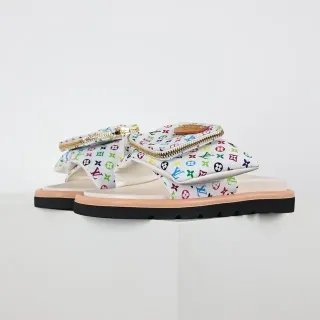 Louis Vuitton Multi Pochette Accessoires Slipper बहुरंगी भूरी Monogram Print जिपरयुक्त थैली पट्टी चप्पल