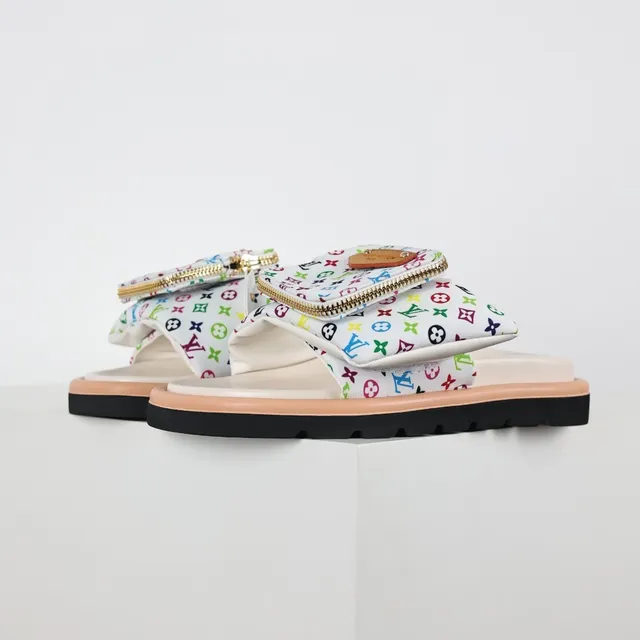 Louis Vuitton Multi Pochette Accessoires Slipper Multicolor Beige Monogram Print Zippered Pouch Strap Slippers 1