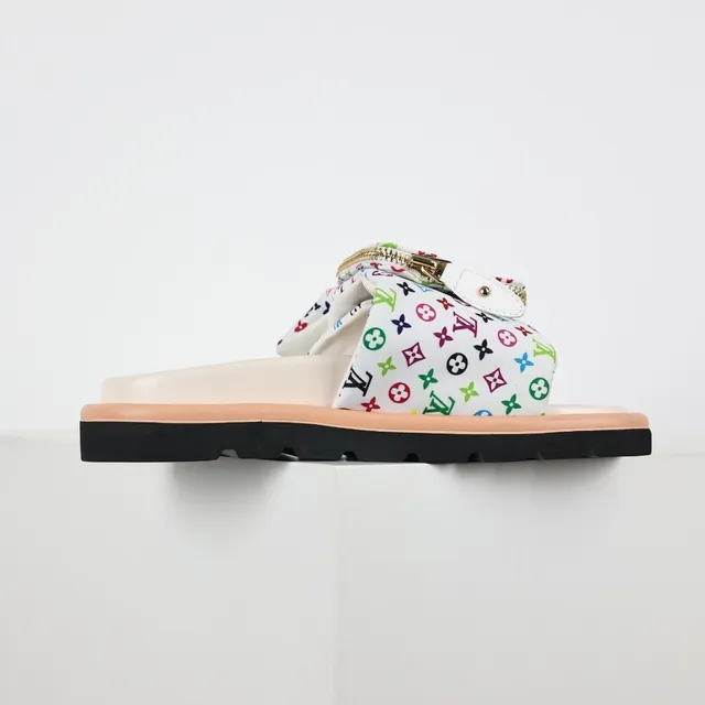 Louis Vuitton Multi Pochette Accessoires Slipper Multicolor Beige Monogram Print Zippered Pouch Strap Slippers 7