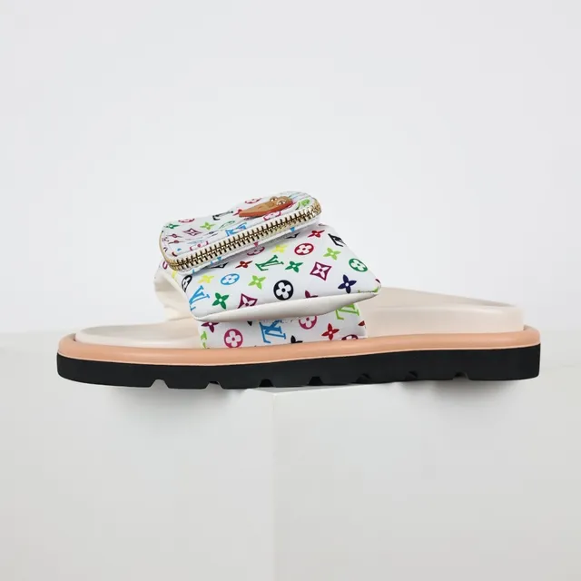 Louis Vuitton Multi Pochette Accessoires Slipper Multicolor Beige Monogram Print Zippered Pouch Strap Slippers 9